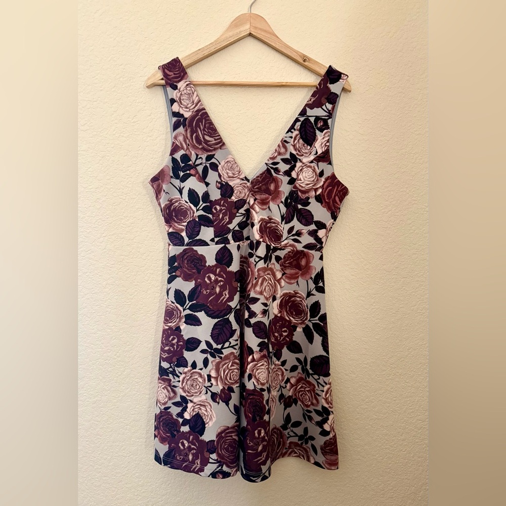 Charlotte Russe Burgundy Floral Mini Dress
